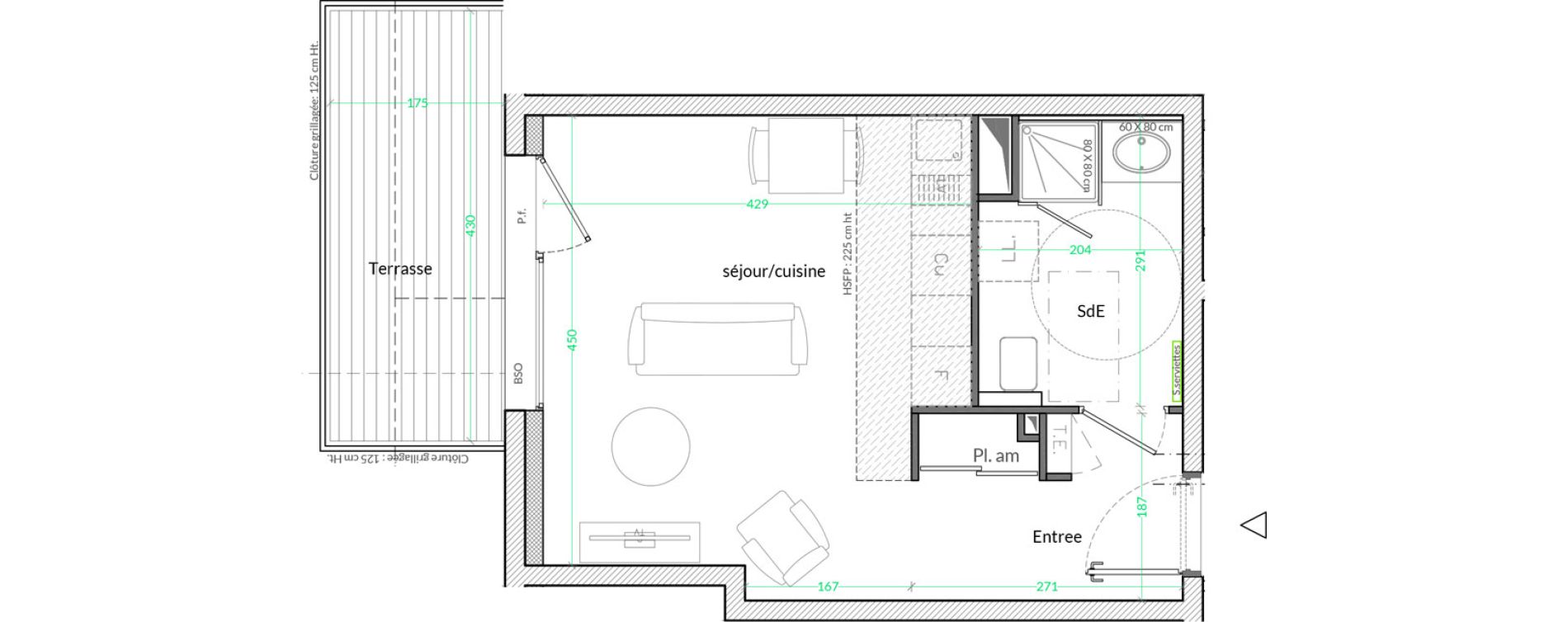 Appartement T1 de 29,30 m2 &agrave; Lyon Genton - ranvier (8eme)