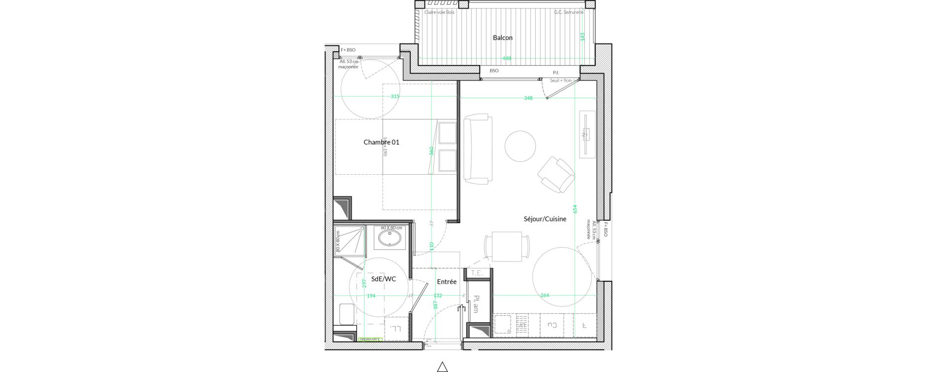 Appartement T2 de 42,50 m2 &agrave; Lyon Genton - ranvier (8eme)