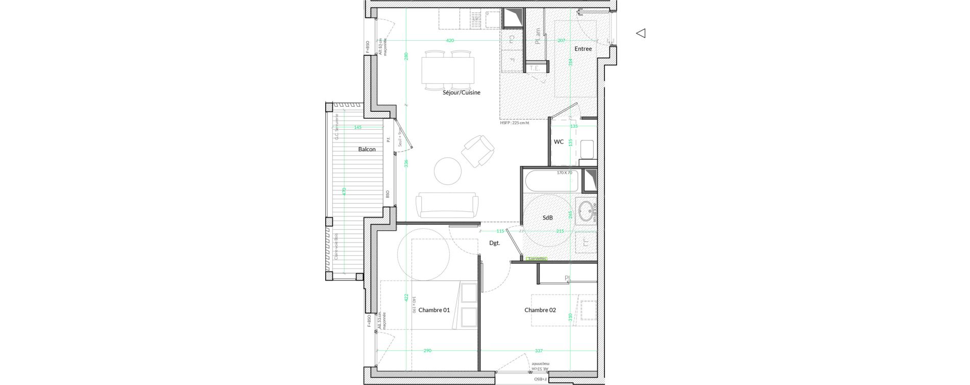 Appartement T3 de 62,35 m2 &agrave; Lyon Genton - ranvier (8eme)