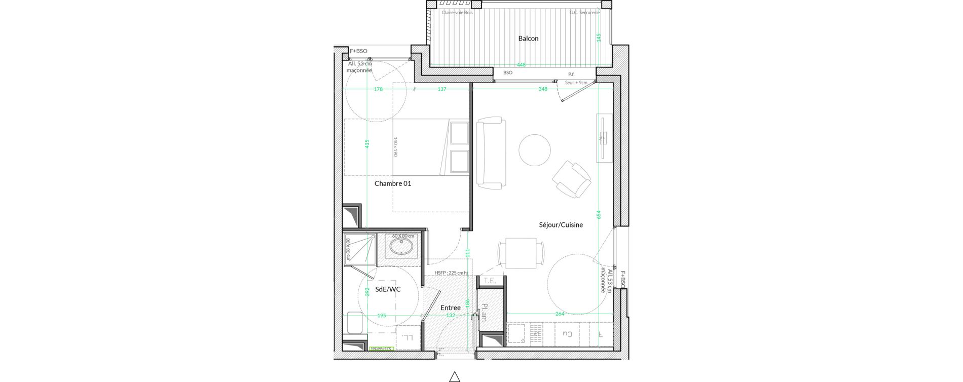 Appartement T2 de 42,30 m2 &agrave; Lyon Genton - ranvier (8eme)