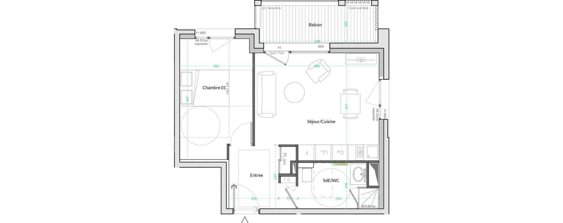 Appartement T2 de 42,40 m2 &agrave; Lyon Genton - ranvier (8eme)