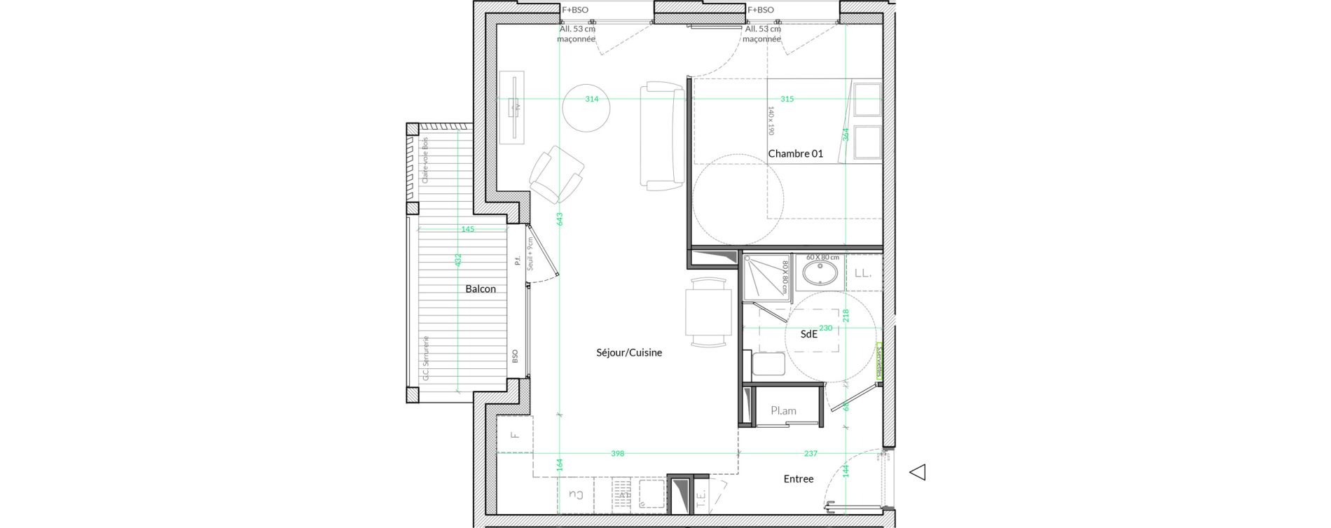 Appartement T2 de 47,15 m2 &agrave; Lyon Genton - ranvier (8eme)