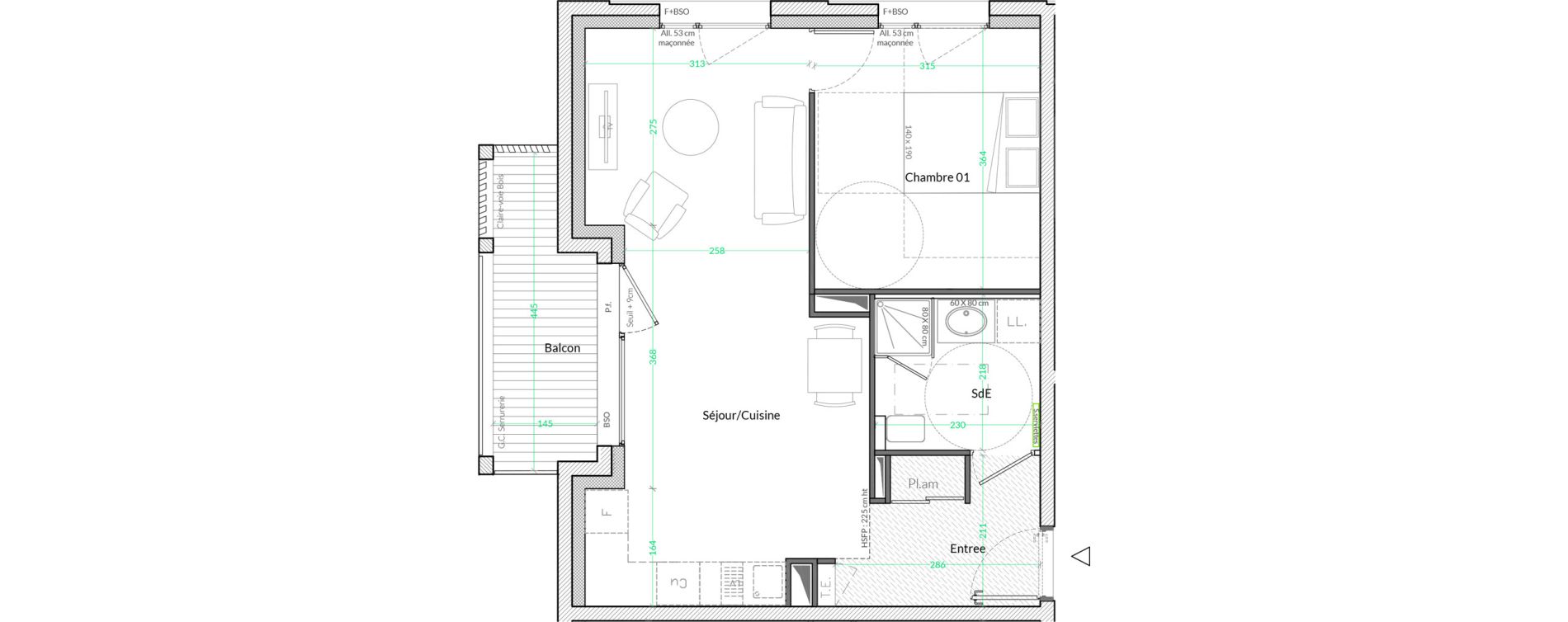 Appartement T2 de 47,15 m2 &agrave; Lyon Genton - ranvier (8eme)