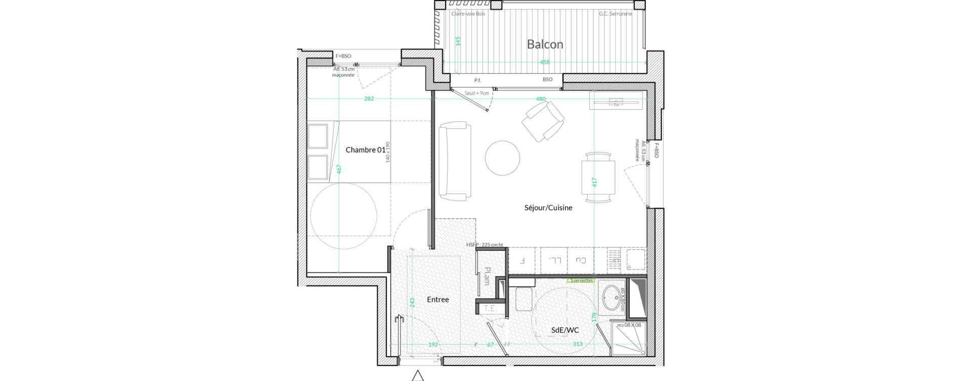Appartement T2 de 42,40 m2 &agrave; Lyon Genton - ranvier (8eme)