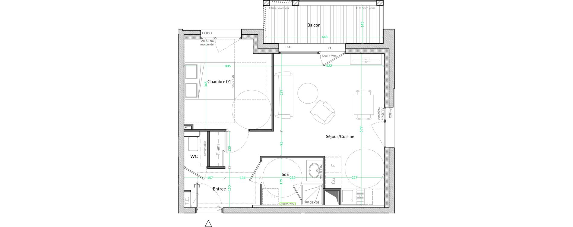Appartement T2 de 44,40 m2 &agrave; Lyon Genton - ranvier (8eme)