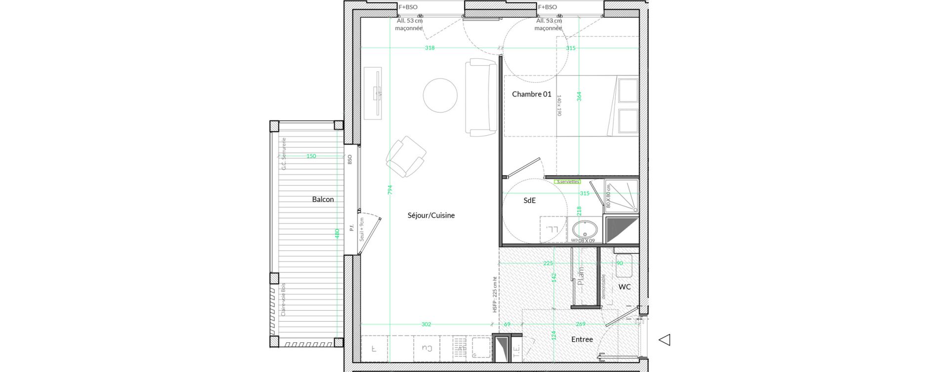 Appartement T2 de 48,60 m2 &agrave; Lyon Genton - ranvier (8eme)