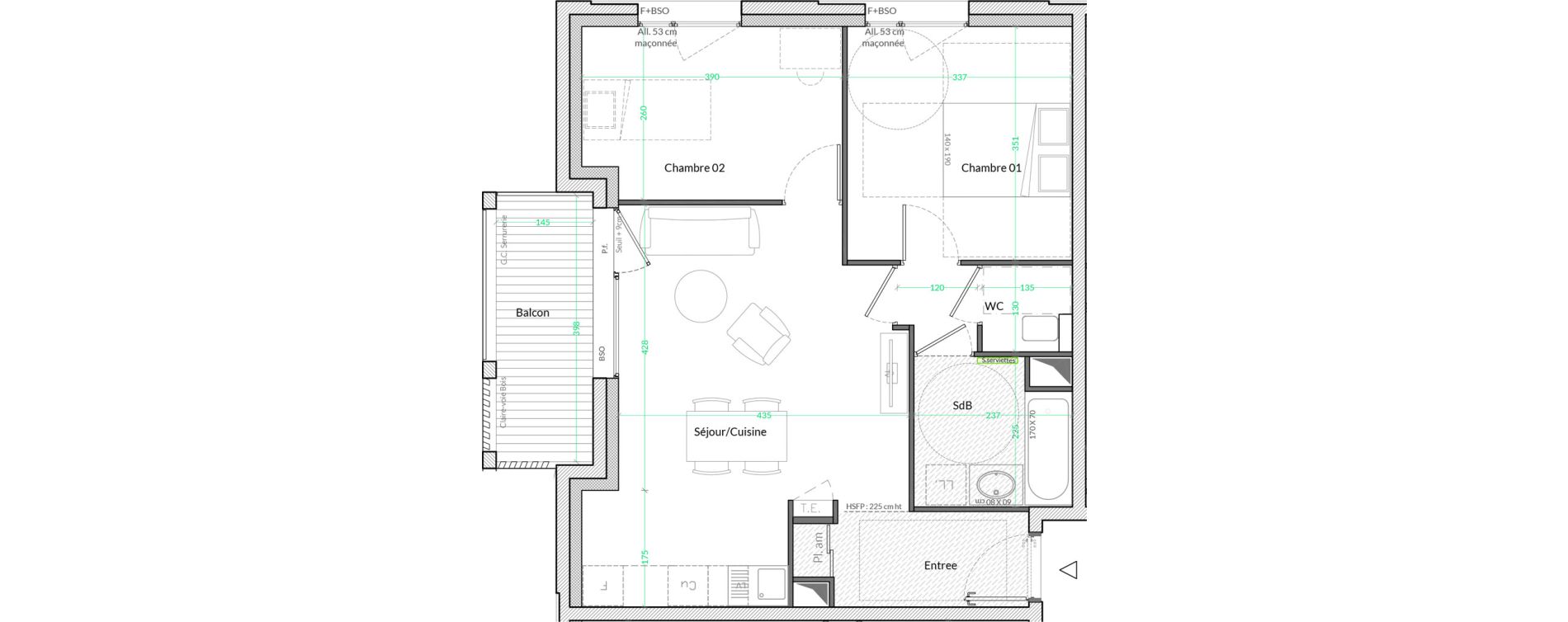 Appartement T3 de 57,50 m2 &agrave; Lyon Genton - ranvier (8eme)