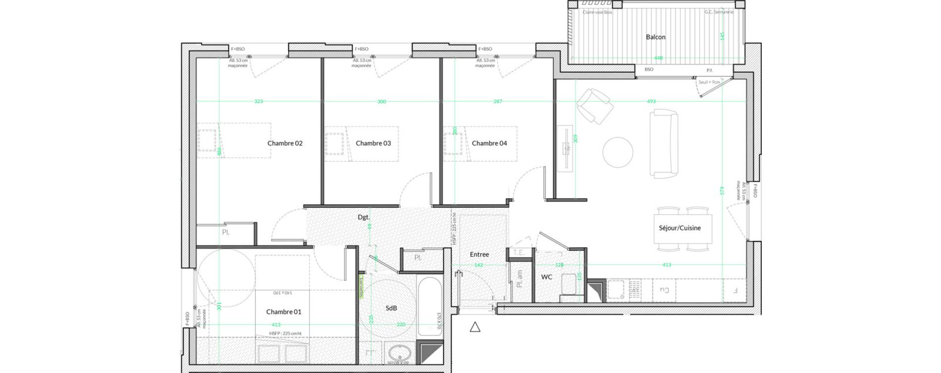 Appartement T5 de 94,20 m2 &agrave; Lyon Genton - ranvier (8eme)