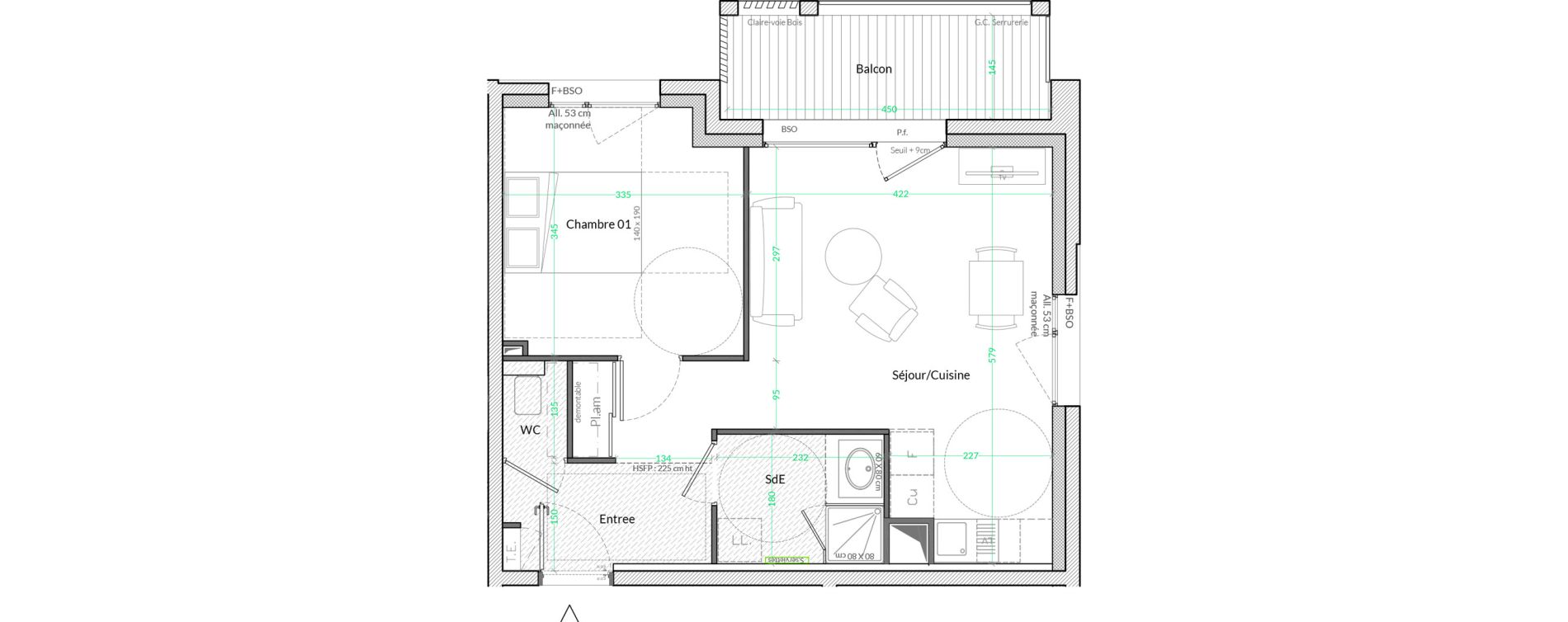 Appartement T2 de 44,40 m2 &agrave; Lyon Genton - ranvier (8eme)