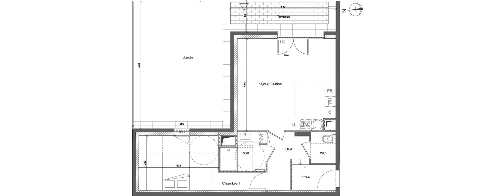 Appartement T2 de 51,05 m2 &agrave; Lyon Gerland (7eme)