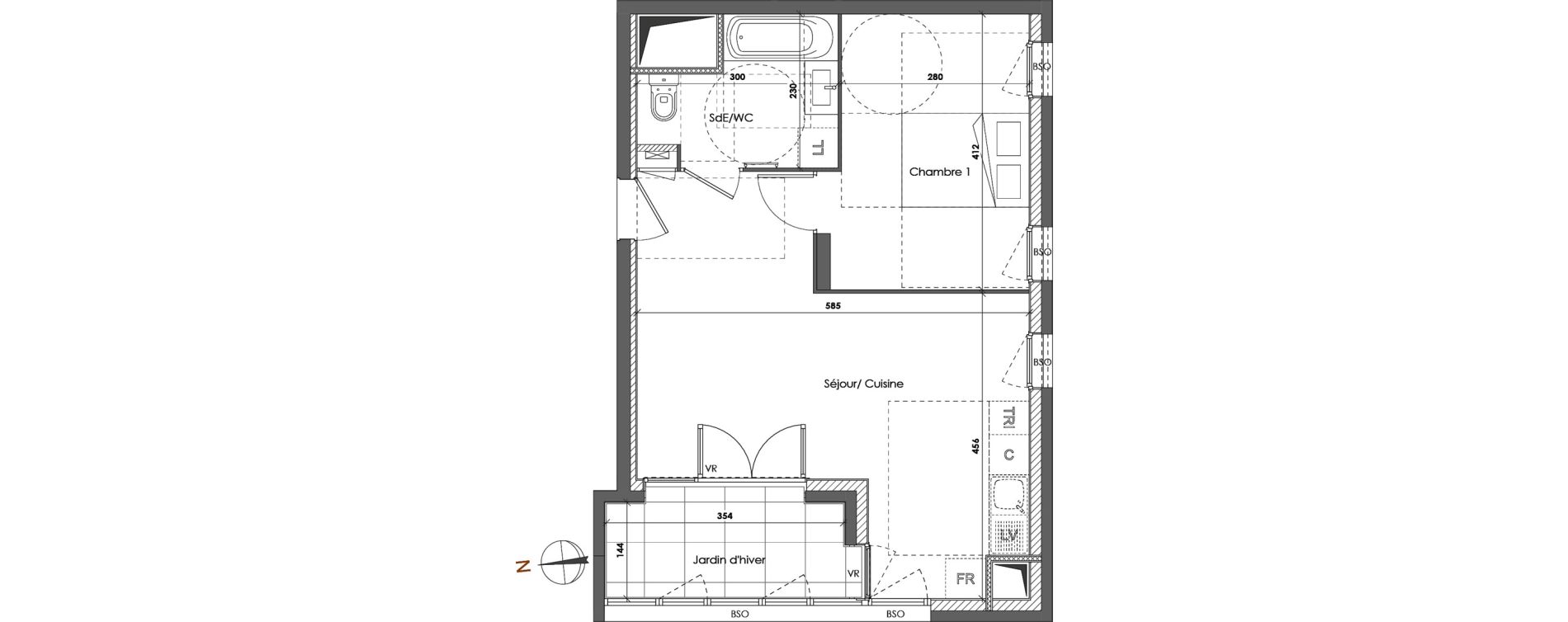 Appartement T2 de 42,39 m2 &agrave; Lyon Gerland (7eme)