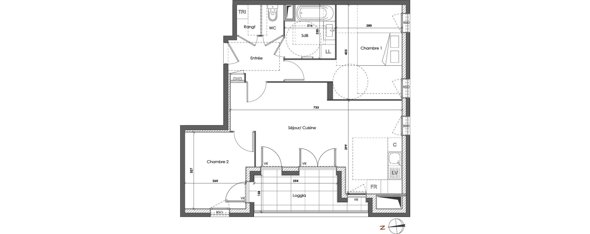 Appartement T3 de 59,15 m2 &agrave; Lyon Gerland (7eme)