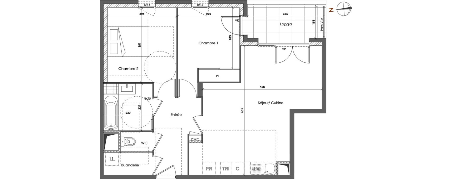 Appartement T3 de 65,15 m2 &agrave; Lyon Gerland (7eme)