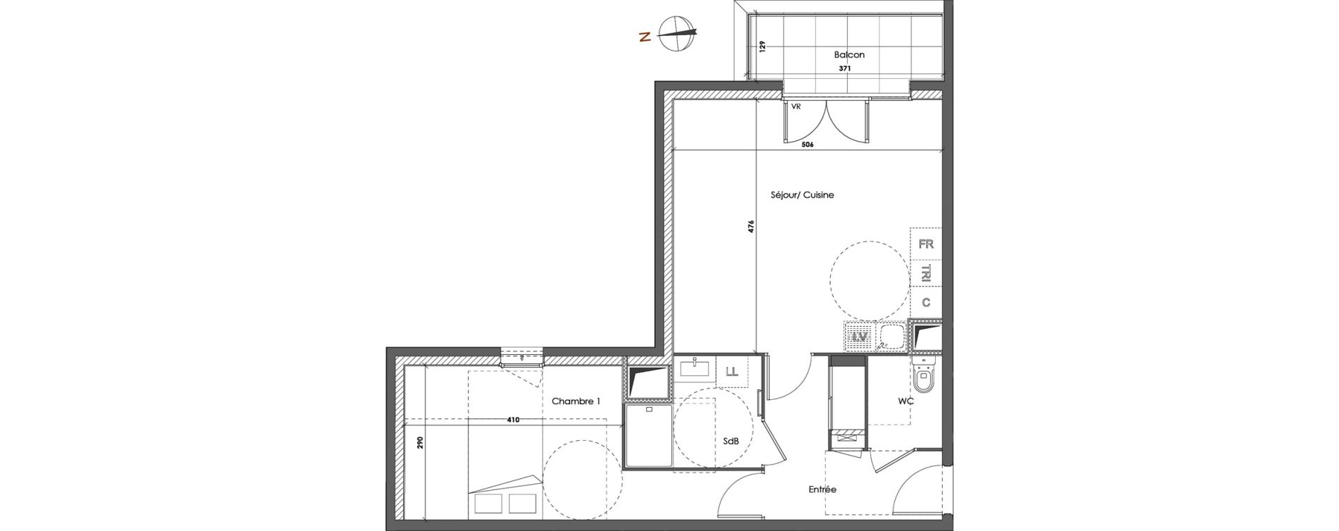 Appartement T2 de 52,33 m2 &agrave; Lyon Gerland (7eme)