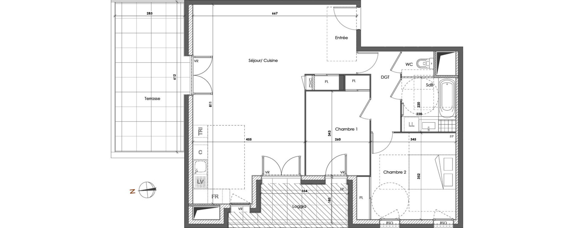 Appartement T3 de 74,41 m2 &agrave; Lyon Gerland (7eme)