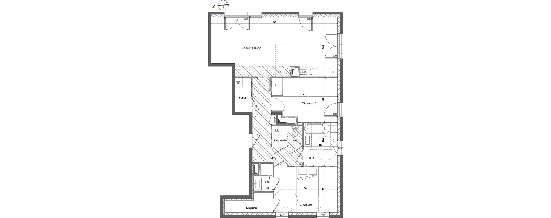 Appartement T3 de 75,85 m2 &agrave; Lyon Gerland (7eme)