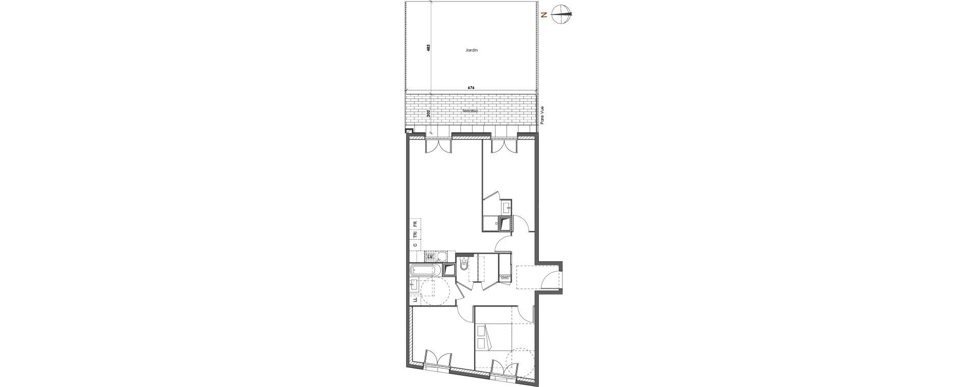 Appartement T4 de 76,49 m2 &agrave; Lyon Gerland (7eme)