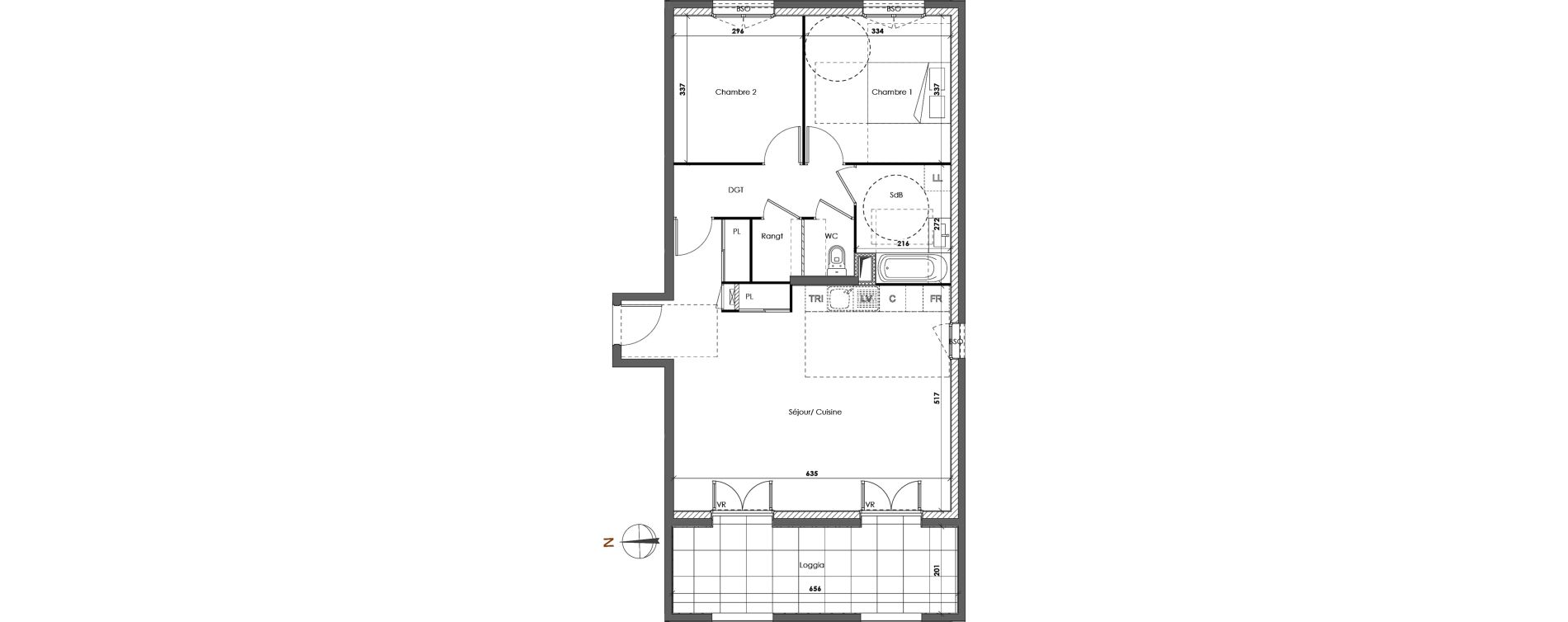 Appartement T3 de 71,56 m2 &agrave; Lyon Gerland (7eme)