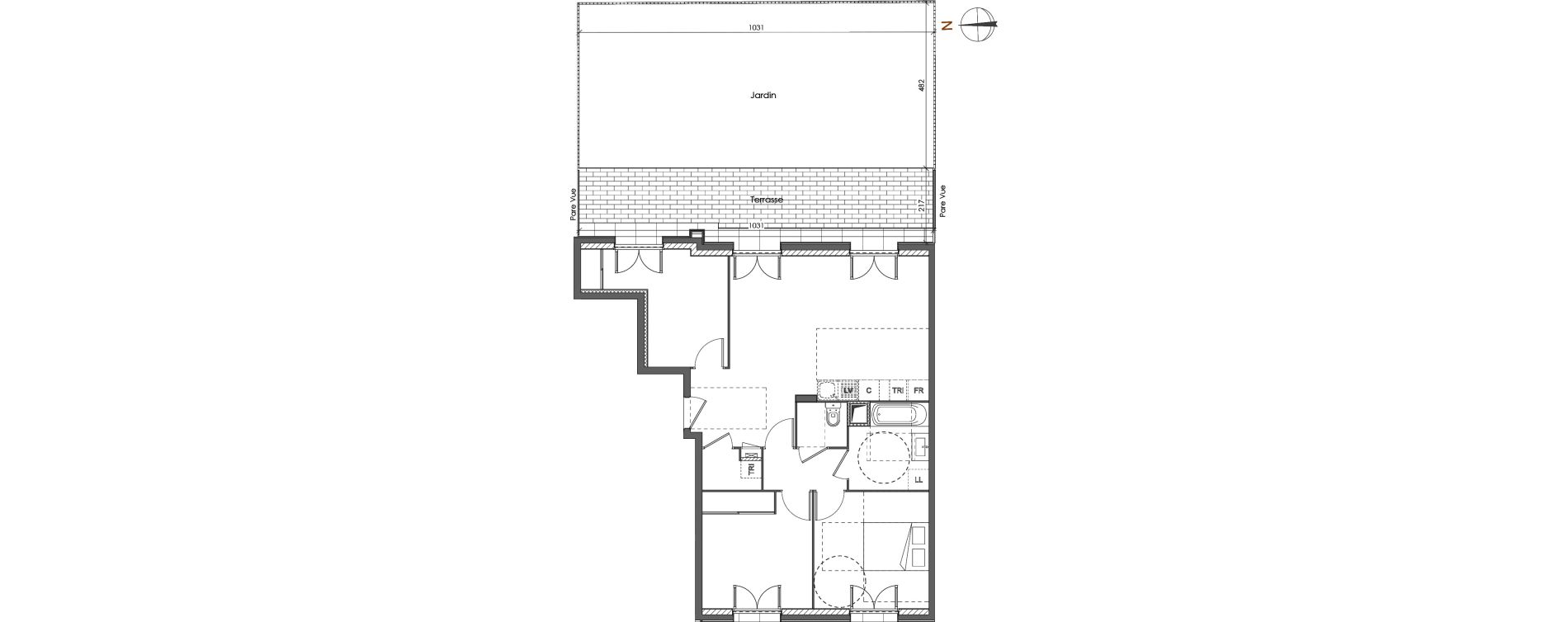 Appartement T4 de 73,78 m2 &agrave; Lyon Gerland (7eme)