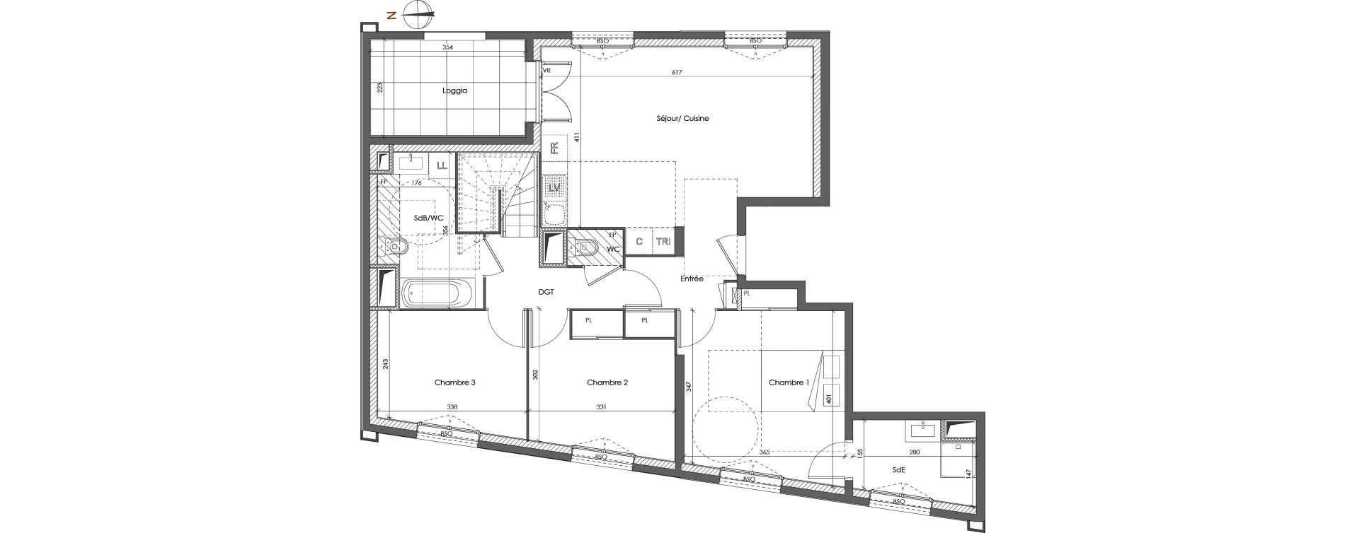 Duplex T5 de 95,00 m2 &agrave; Lyon Gerland (7eme)