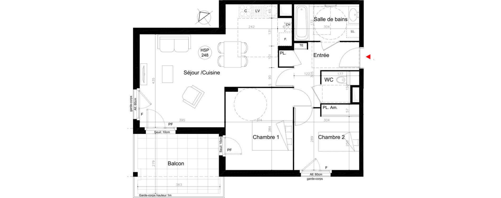 Appartement T3 de 63,05 m2 &agrave; Lyon Mermoz (8eme)