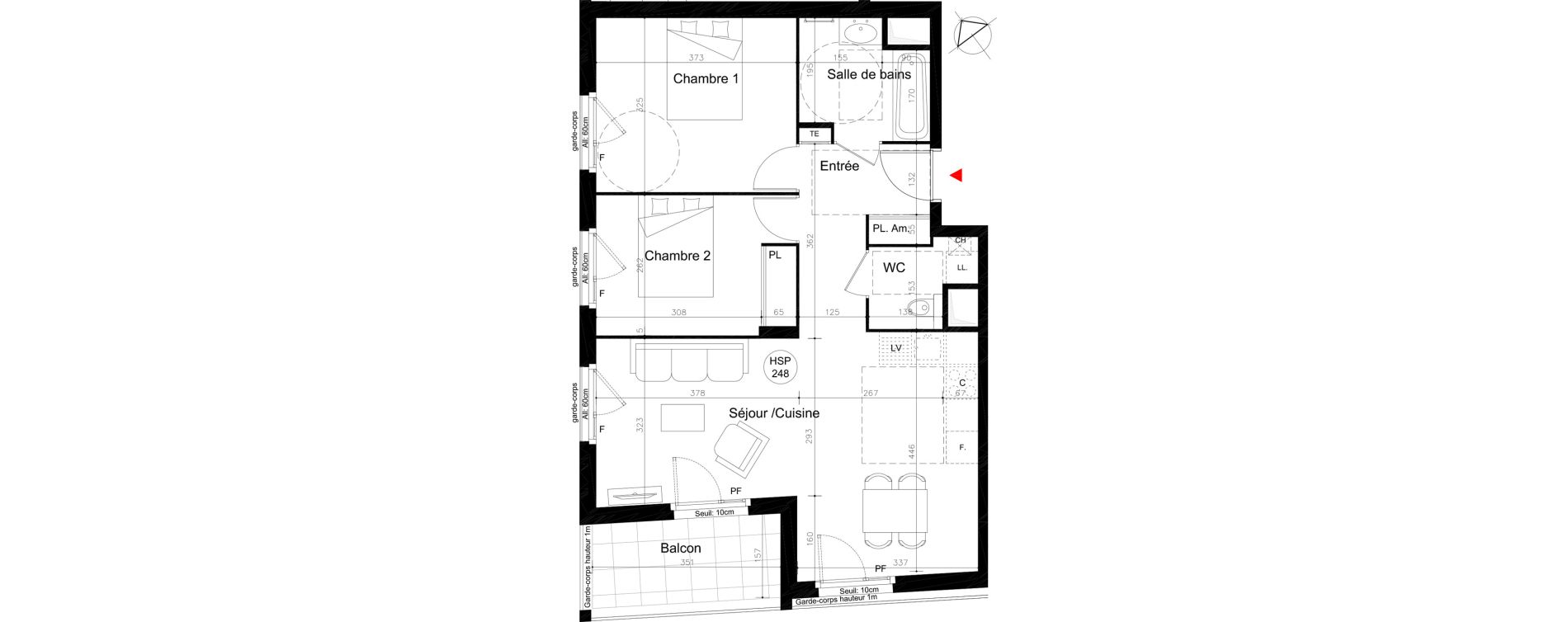 Appartement T3 de 62,60 m2 &agrave; Lyon Mermoz (8eme)