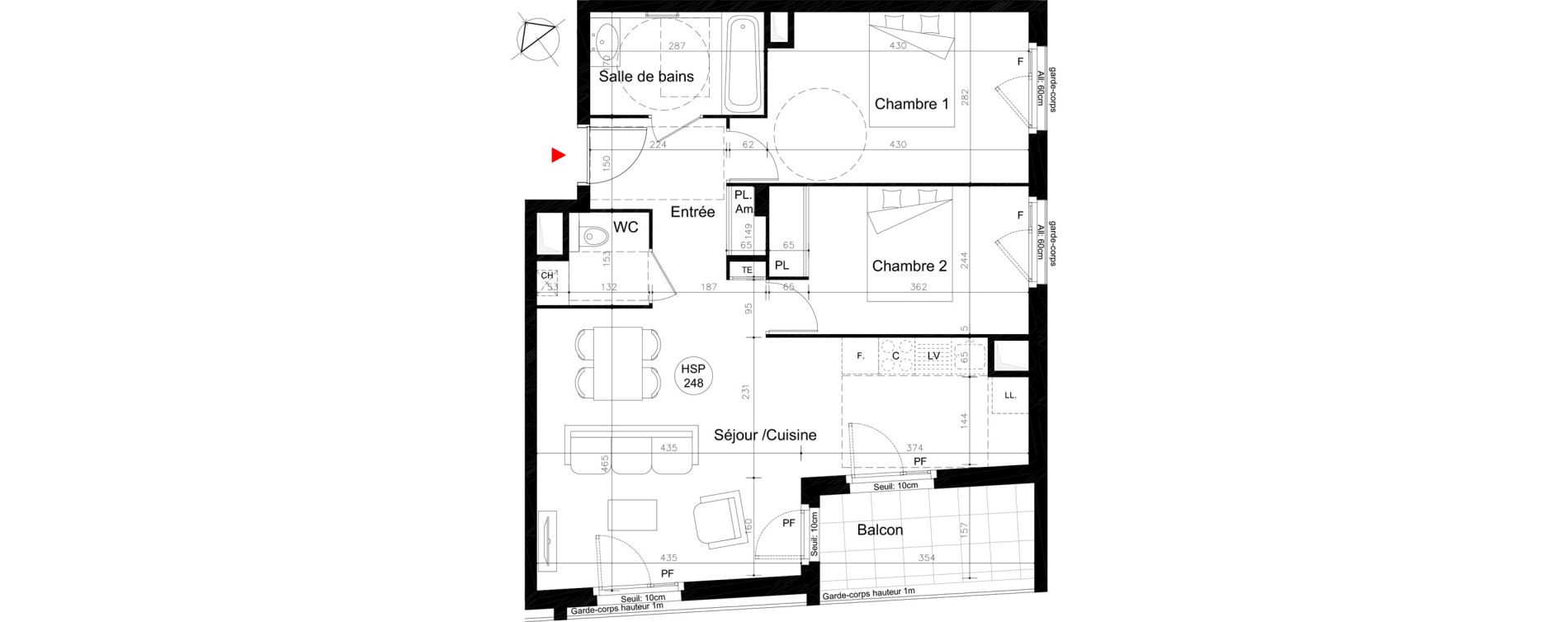 Appartement T3 de 63,55 m2 &agrave; Lyon Mermoz (8eme)