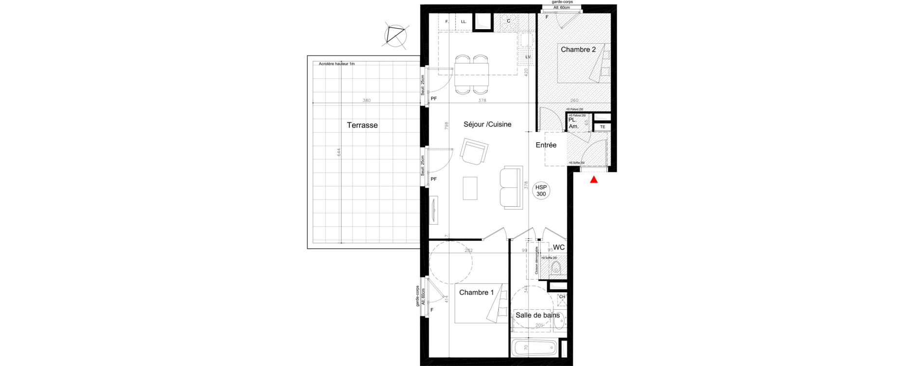 Appartement T3 de 65,25 m2 &agrave; Lyon Mermoz (8eme)