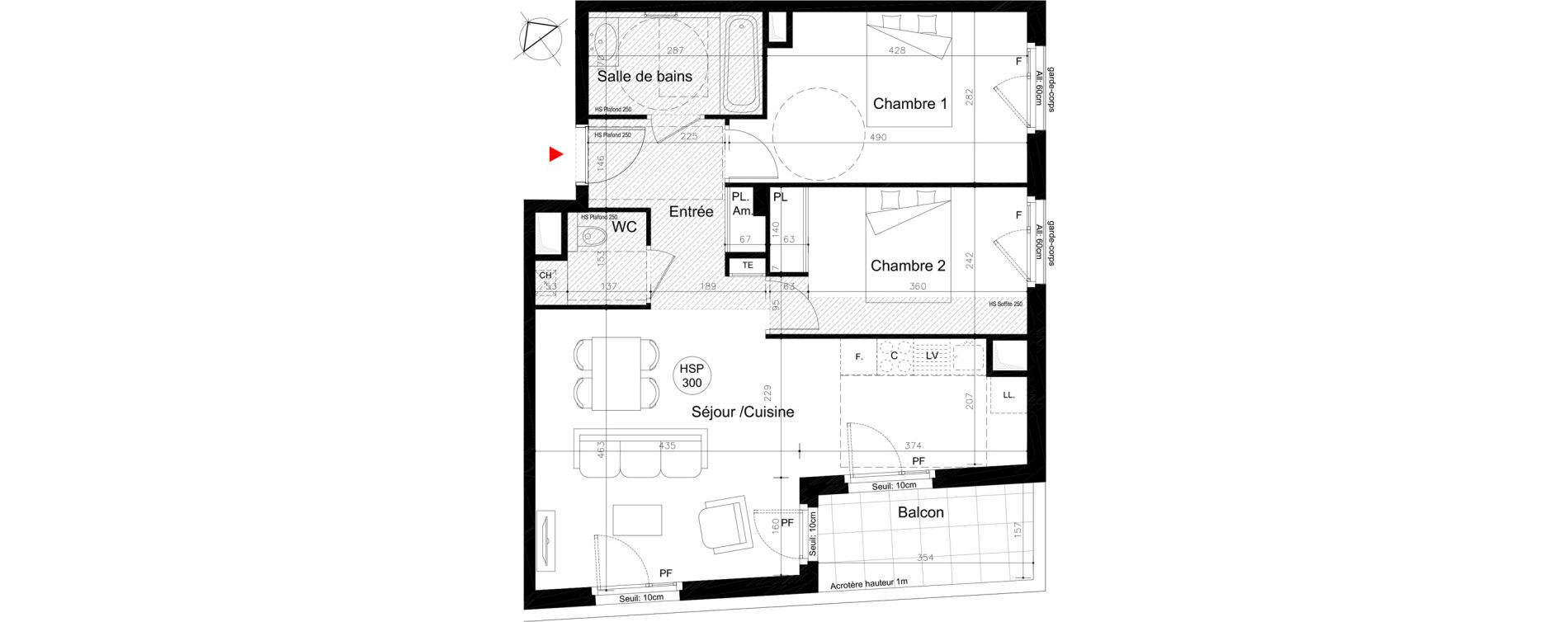 Appartement T3 de 63,10 m2 &agrave; Lyon Mermoz (8eme)