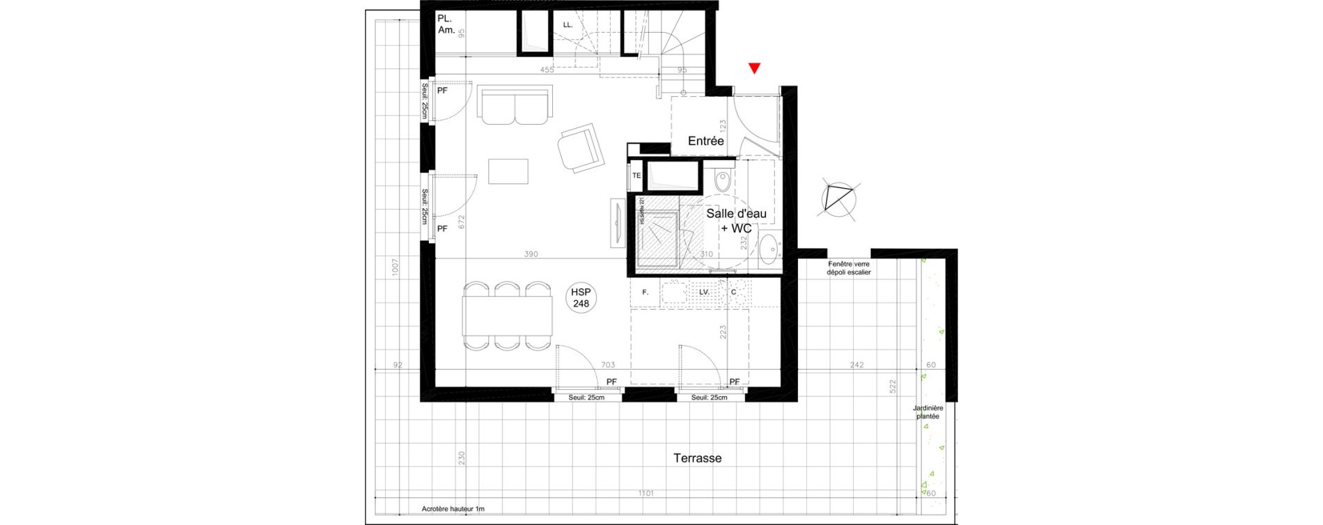 Duplex T4 de 90,15 m2 &agrave; Lyon Mermoz (8eme)