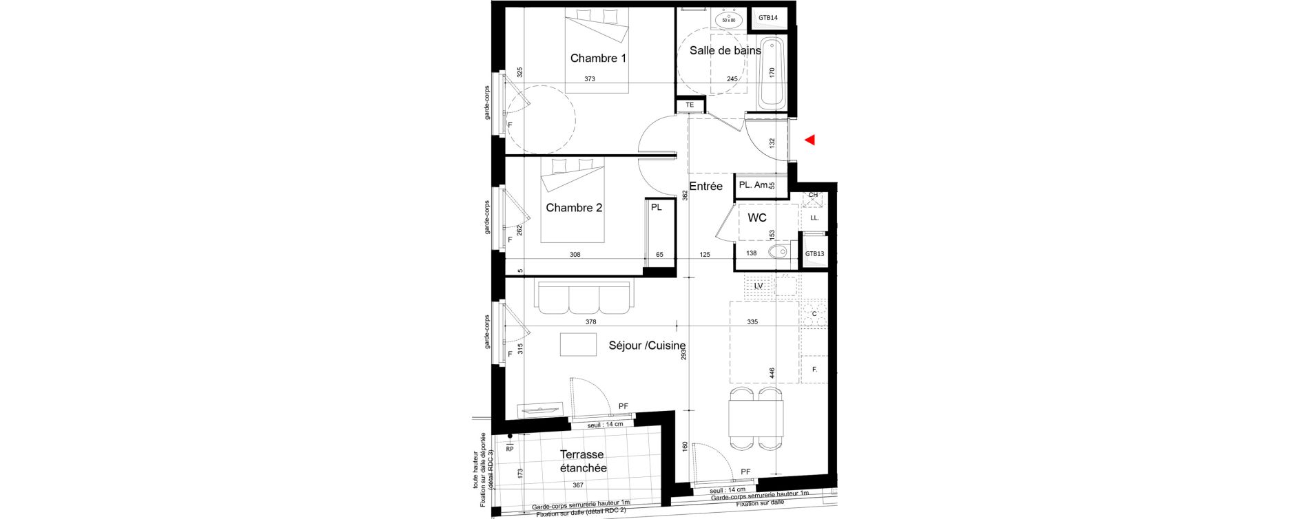 Appartement T3 de 62,60 m2 &agrave; Lyon Mermoz (8eme)
