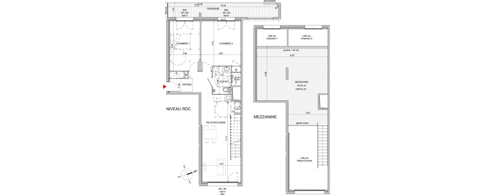Duplex T3 bis de 107,79 m2 &agrave; Lyon Gerland (7eme)