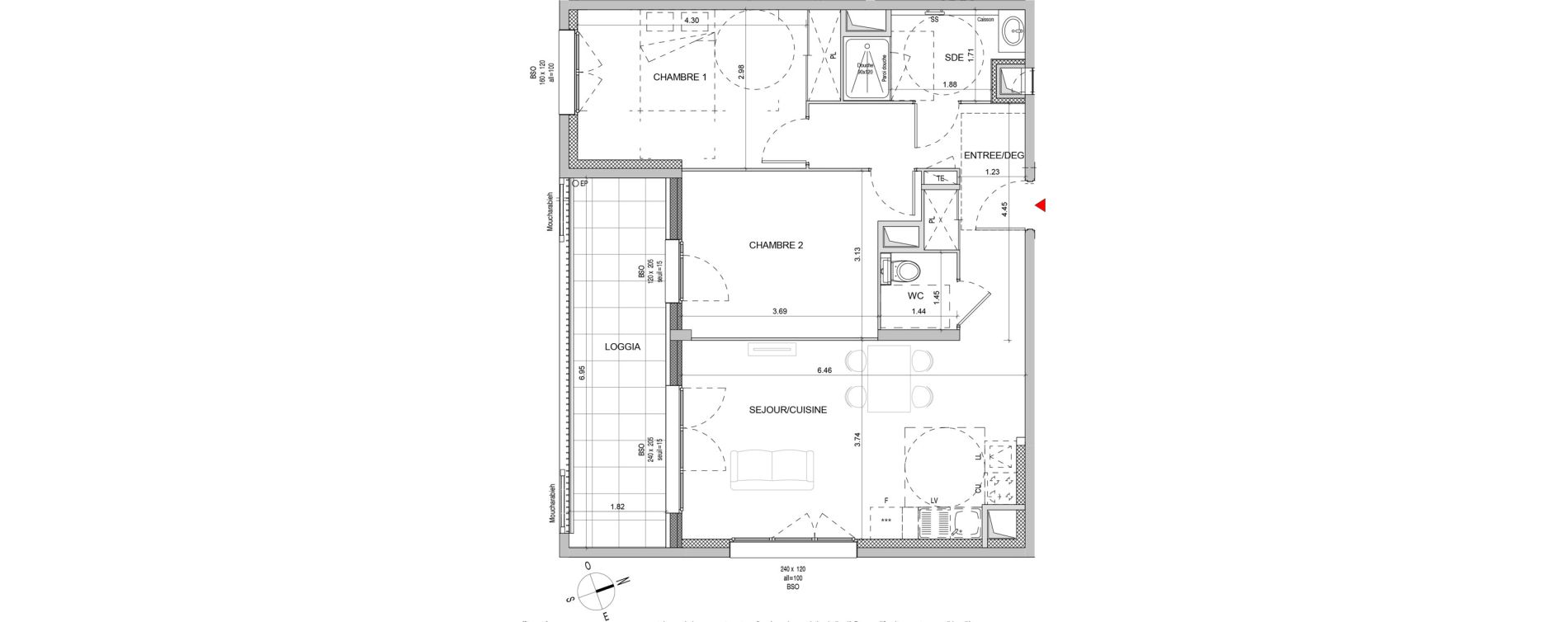 Appartement T3 de 66,12 m2 &agrave; Lyon Gerland (7eme)