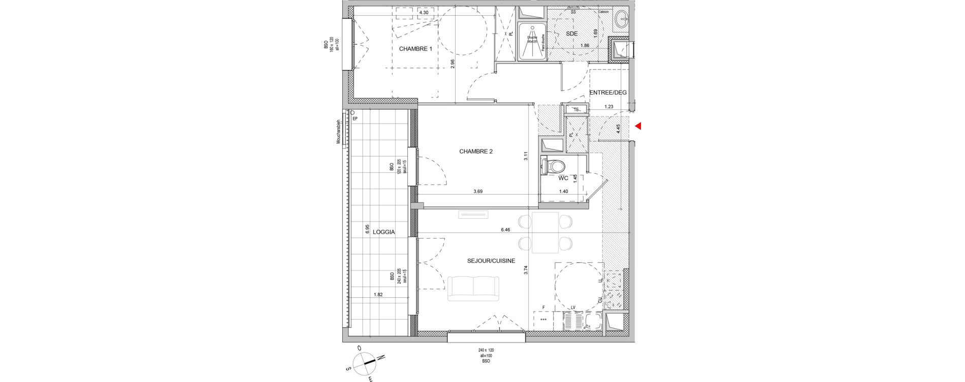 Appartement T3 de 65,73 m2 &agrave; Lyon Gerland (7eme)