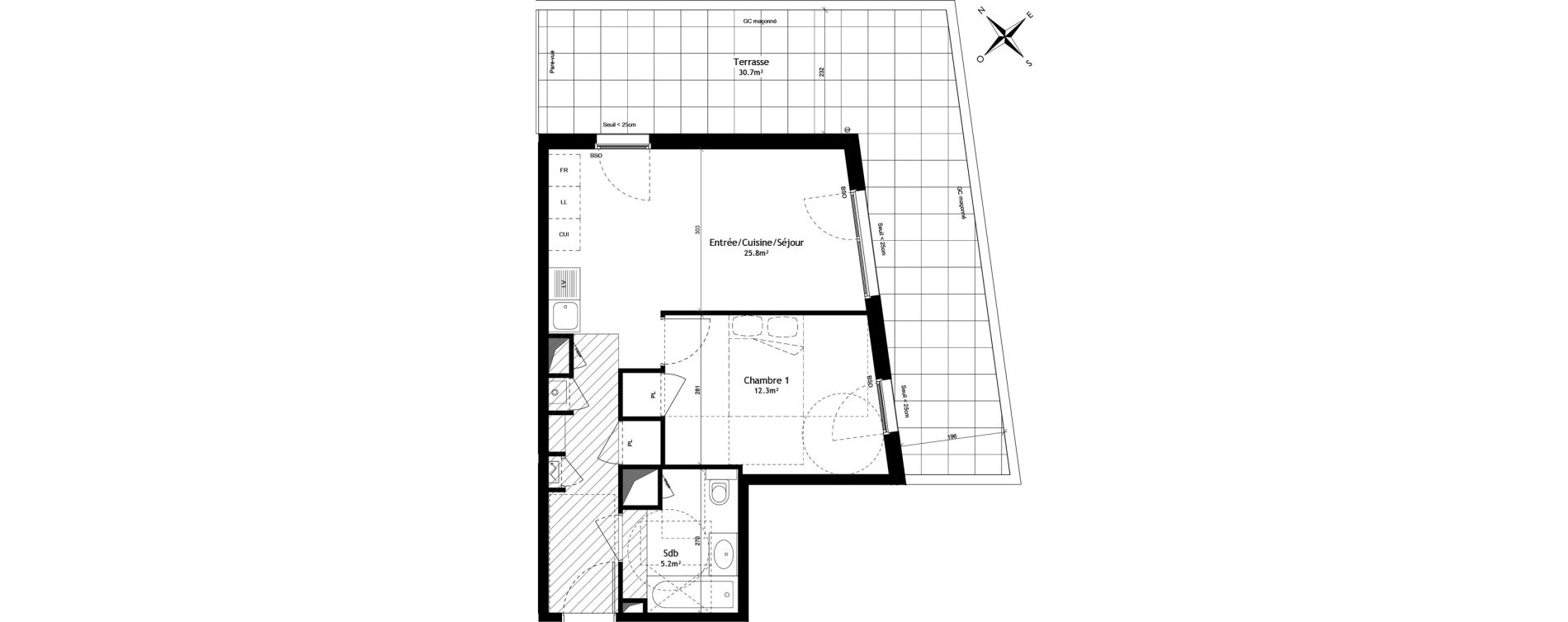 Appartement T2 de 43,30 m2 &agrave; Lyon La plaine (8eme)