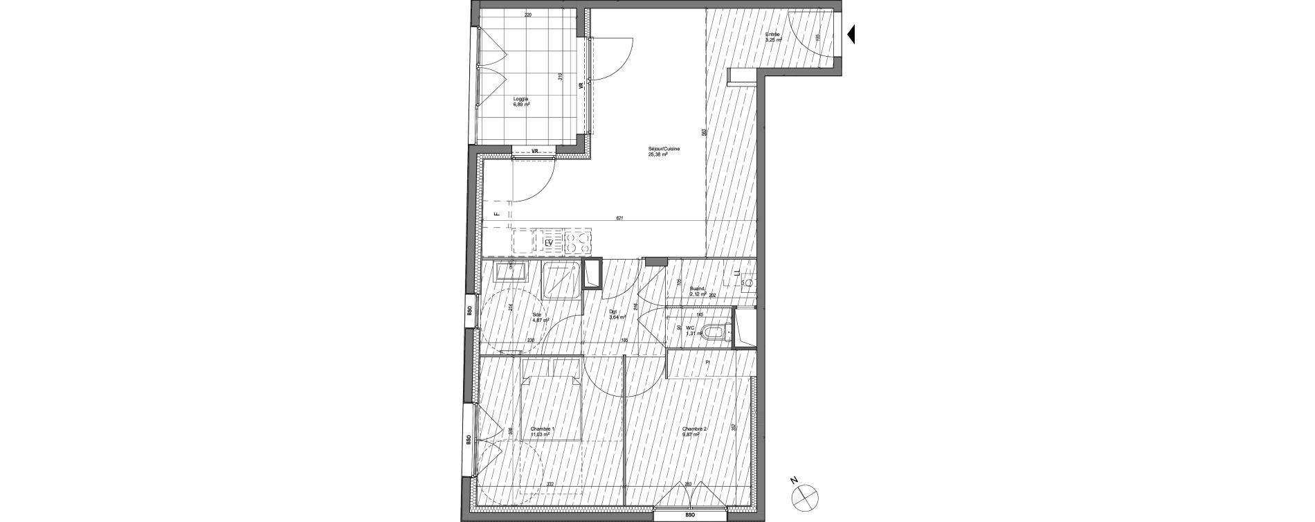 Appartement T3 de 61,47 m2 &agrave; Lyon Santy - la plaine (8eme)