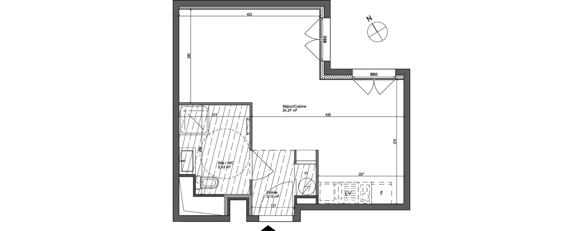 Appartement T1 de 32,82 m2 &agrave; Lyon Santy - la plaine (8eme)