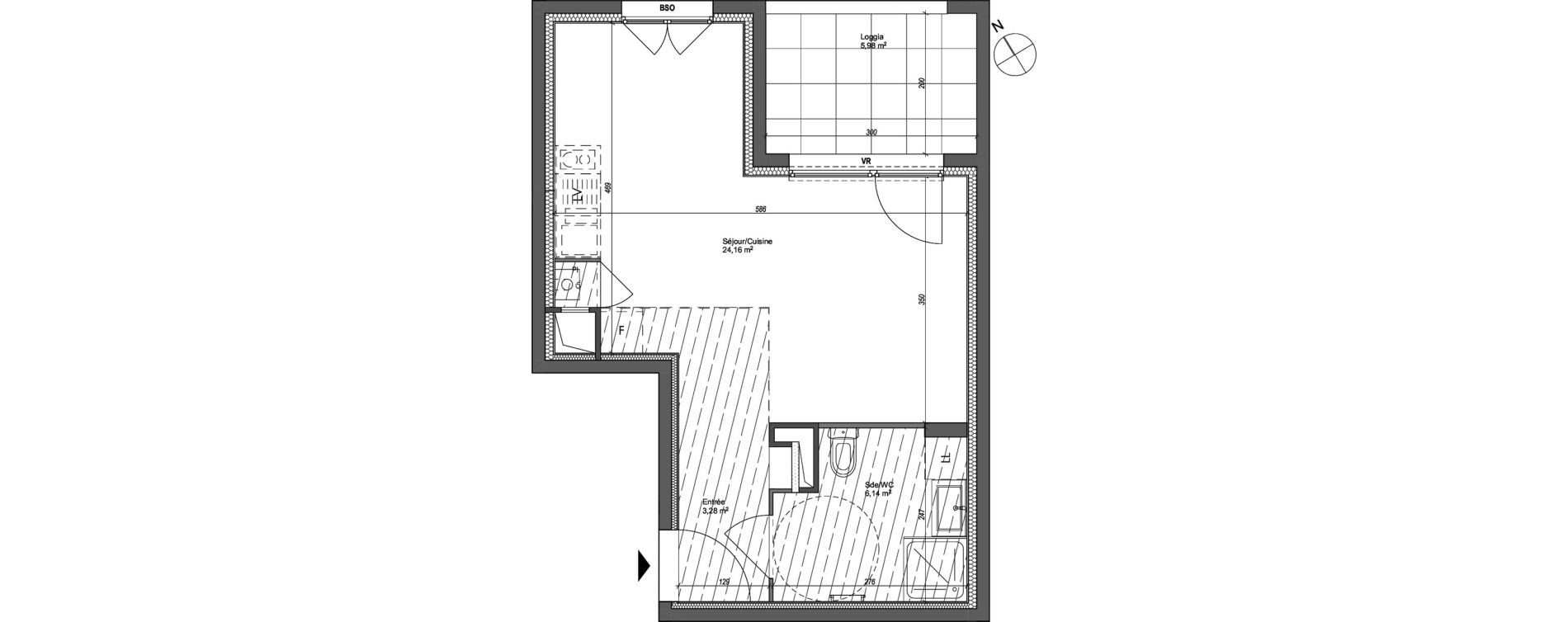 Appartement T1 de 33,58 m2 &agrave; Lyon Santy - la plaine (8eme)
