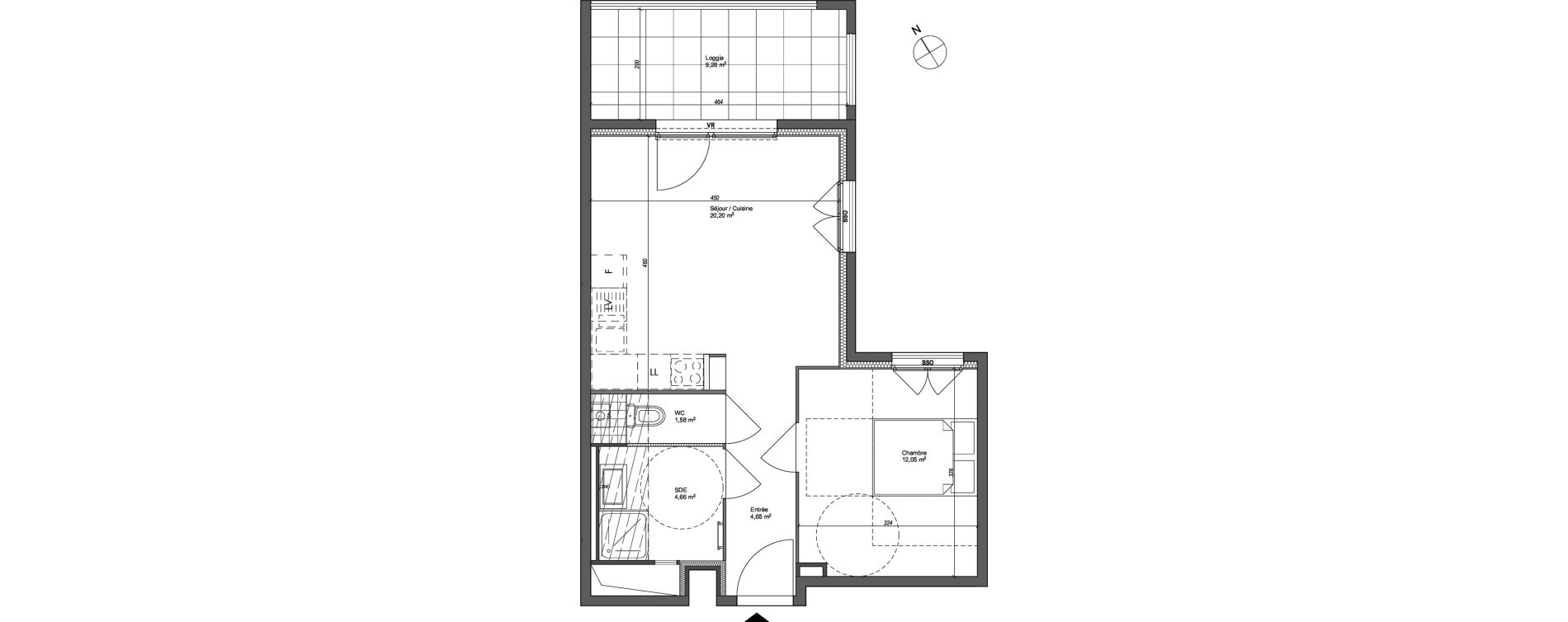 Appartement T2 de 43,14 m2 &agrave; Lyon Santy - la plaine (8eme)