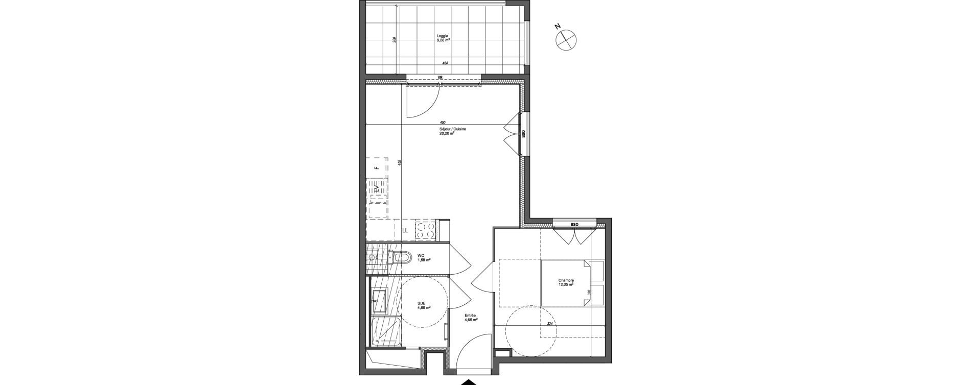 Appartement T2 de 43,14 m2 &agrave; Lyon Santy - la plaine (8eme)