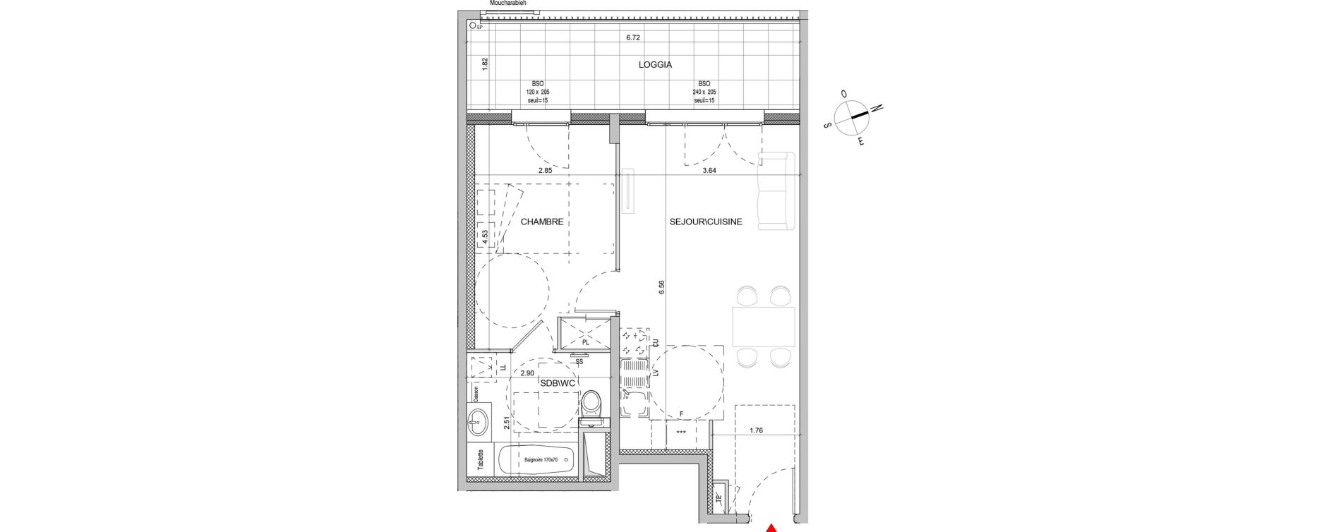 Appartement T2 de 45,23 m2 &agrave; Lyon Girondins (7eme)