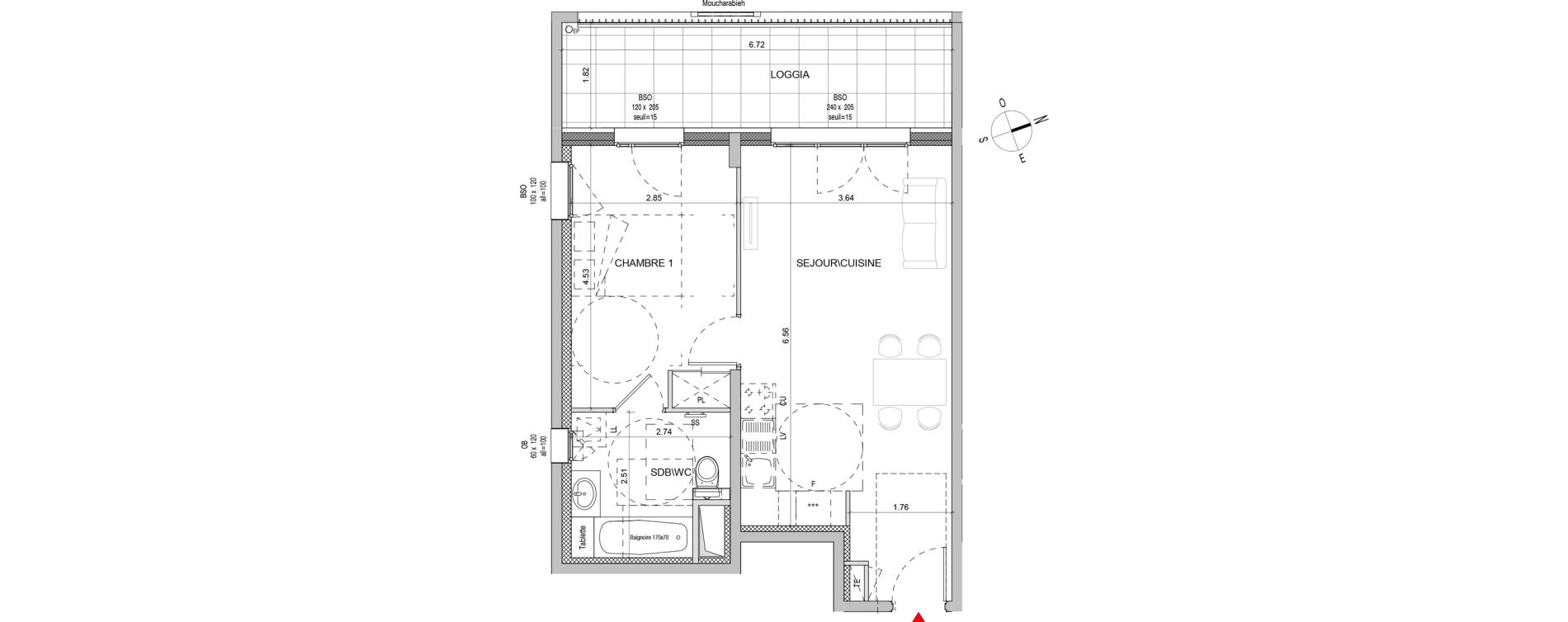 Appartement T2 de 44,82 m2 &agrave; Lyon Girondins (7eme)