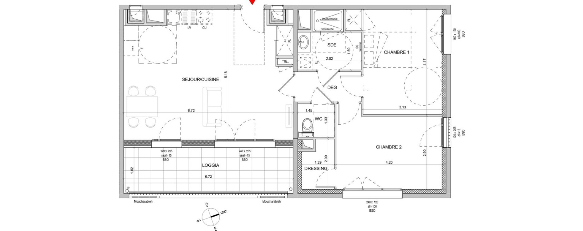 Appartement T3 de 71,32 m2 &agrave; Lyon Girondins (7eme)