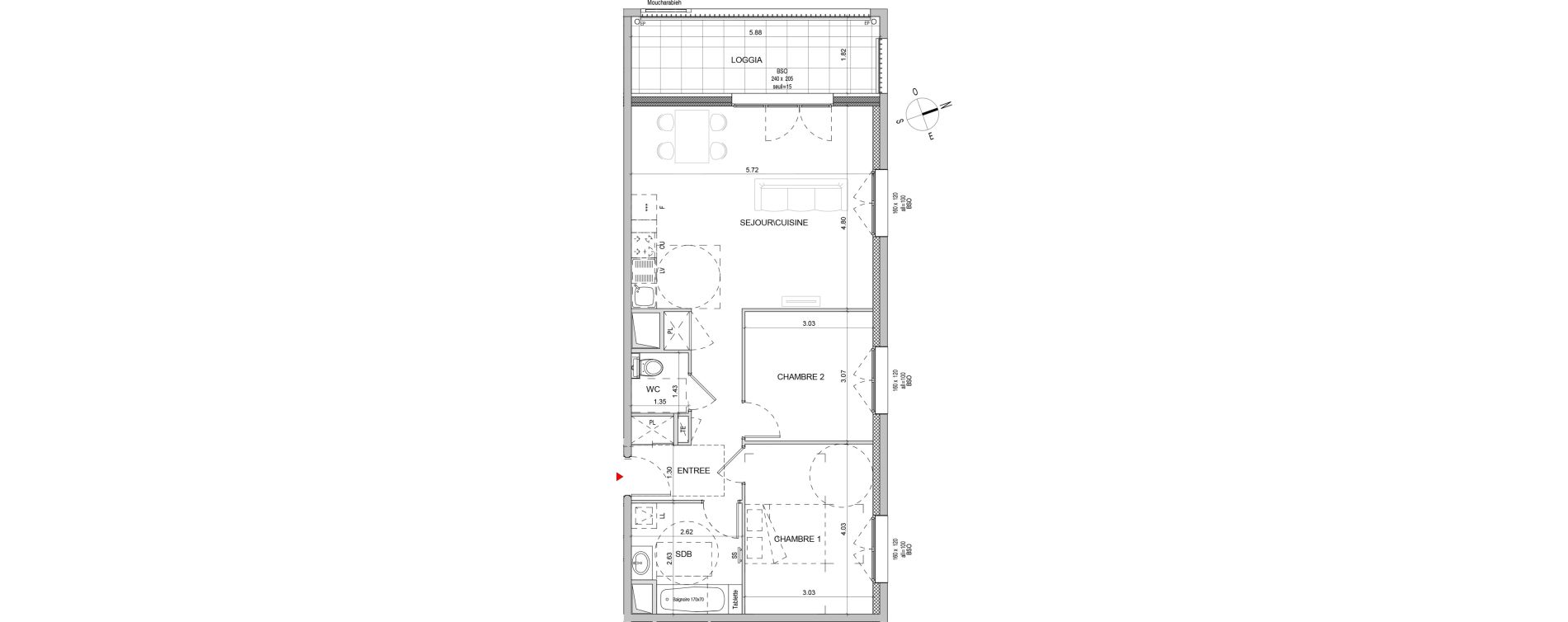 Appartement T3 de 65,86 m2 &agrave; Lyon Girondins (7eme)