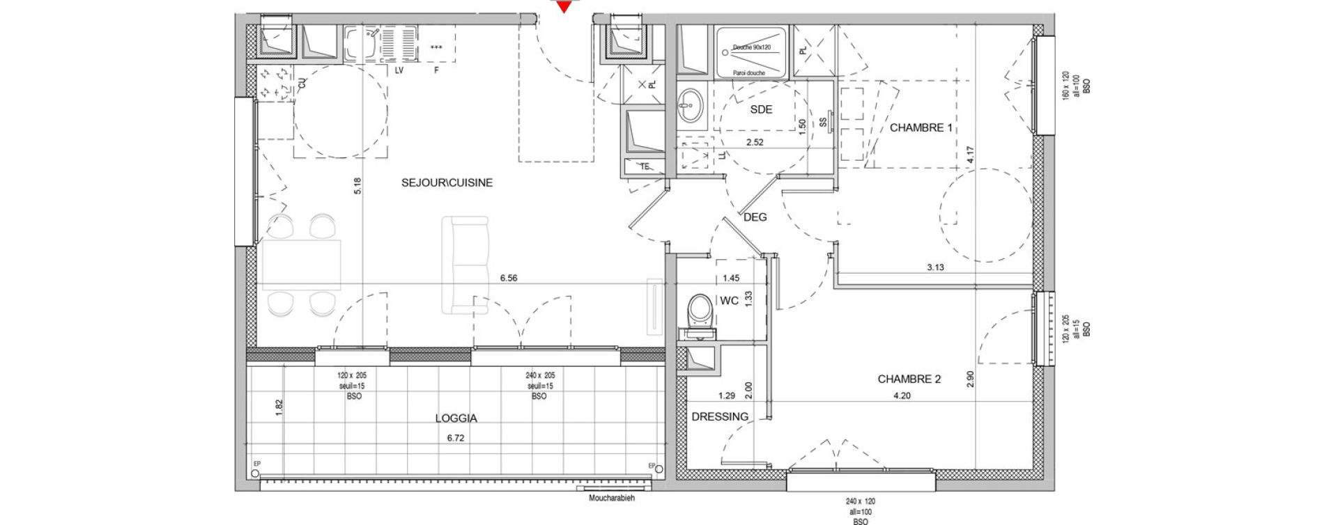Appartement T3 de 70,12 m2 &agrave; Lyon Girondins (7eme)