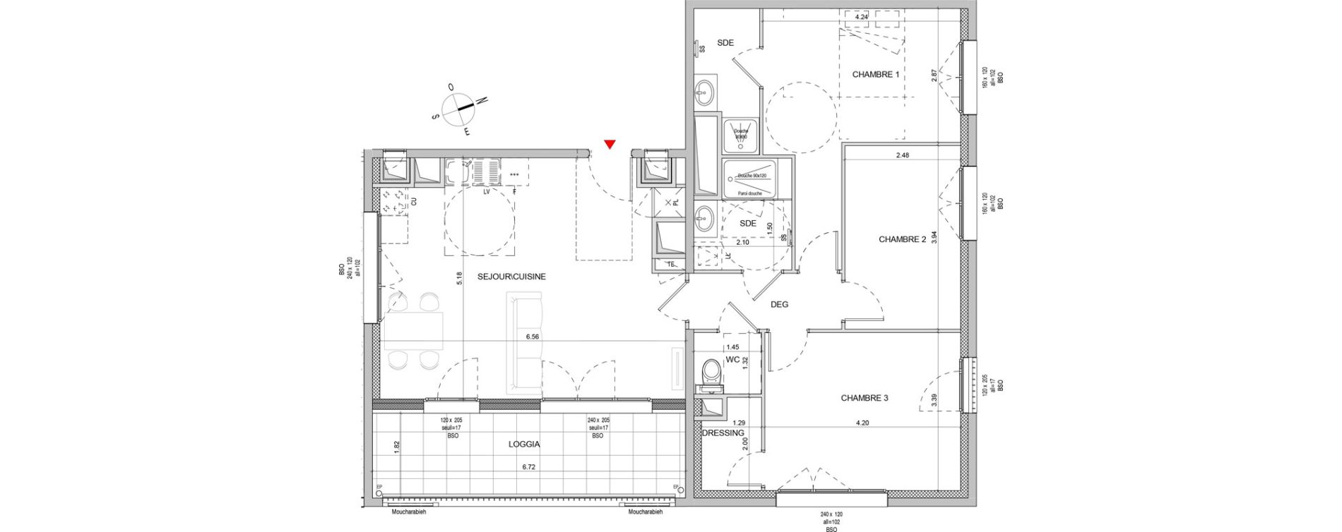 Appartement T4 de 87,16 m2 &agrave; Lyon Girondins (7eme)