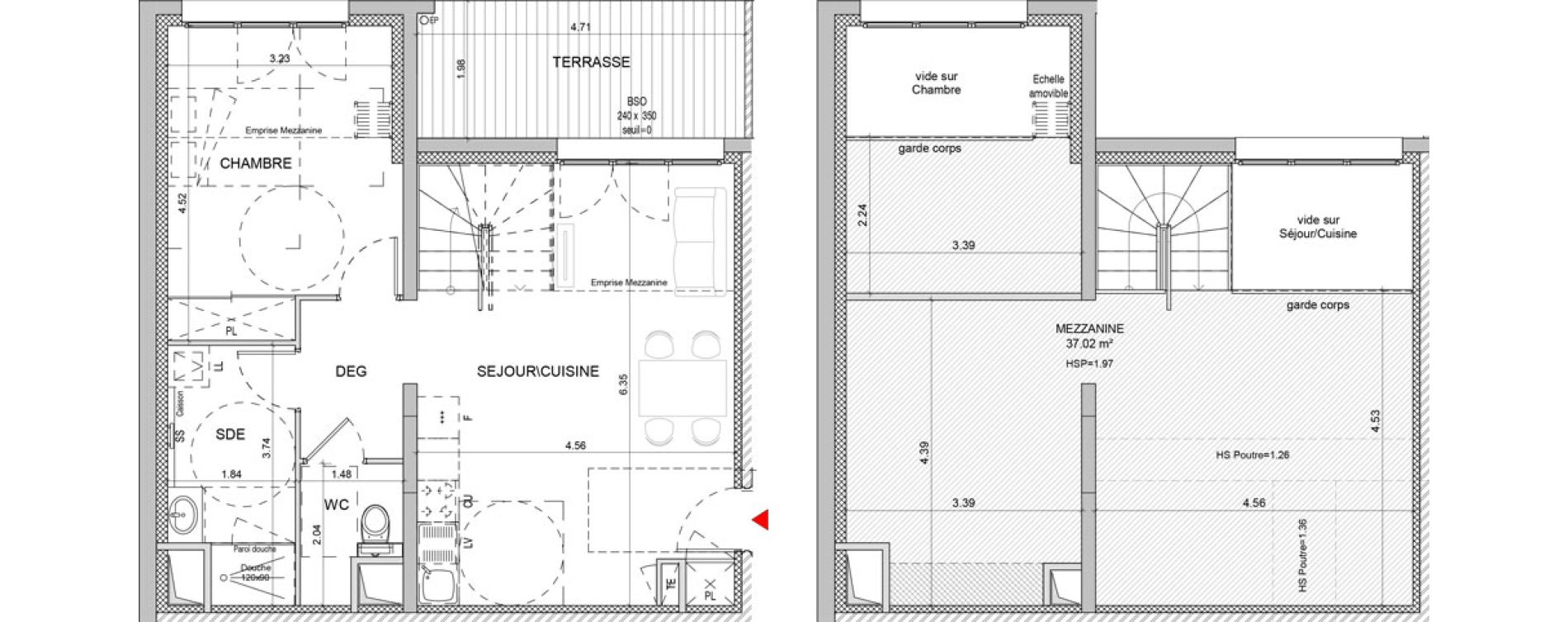 Appartement T2 bis de 89,07 m2 &agrave; Lyon Girondins (7eme)