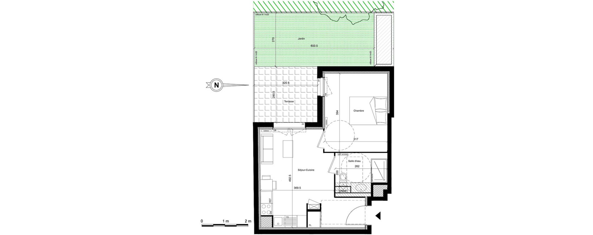 Appartement T2 de 37,01 m2 &agrave; Lyon Villette - maisons neuves (3eme)