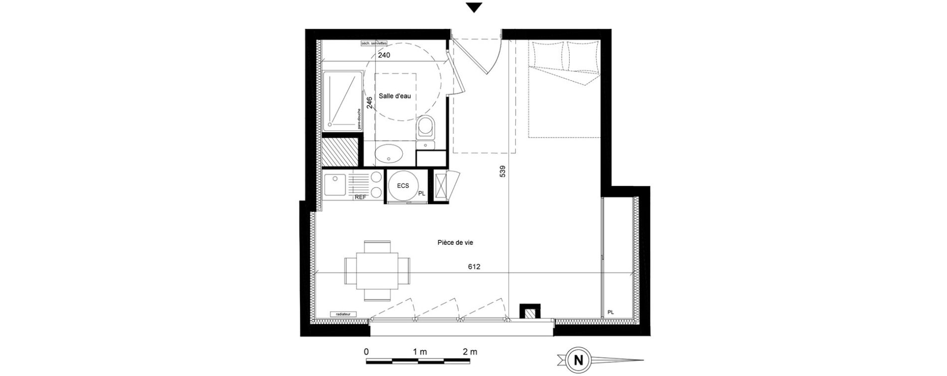 Appartement T1 de 29,78 m2 &agrave; Lyon Villette - maisons neuves (3eme)