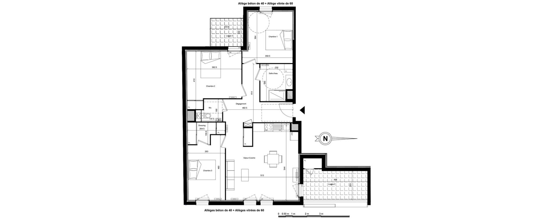 Appartement T4 de 86,29 m2 &agrave; Lyon Villette - maisons neuves (3eme)